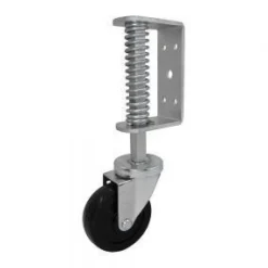 4" Black Rubber Spring-Loaded Gate Caster - FASTER CASTER - Online-Only