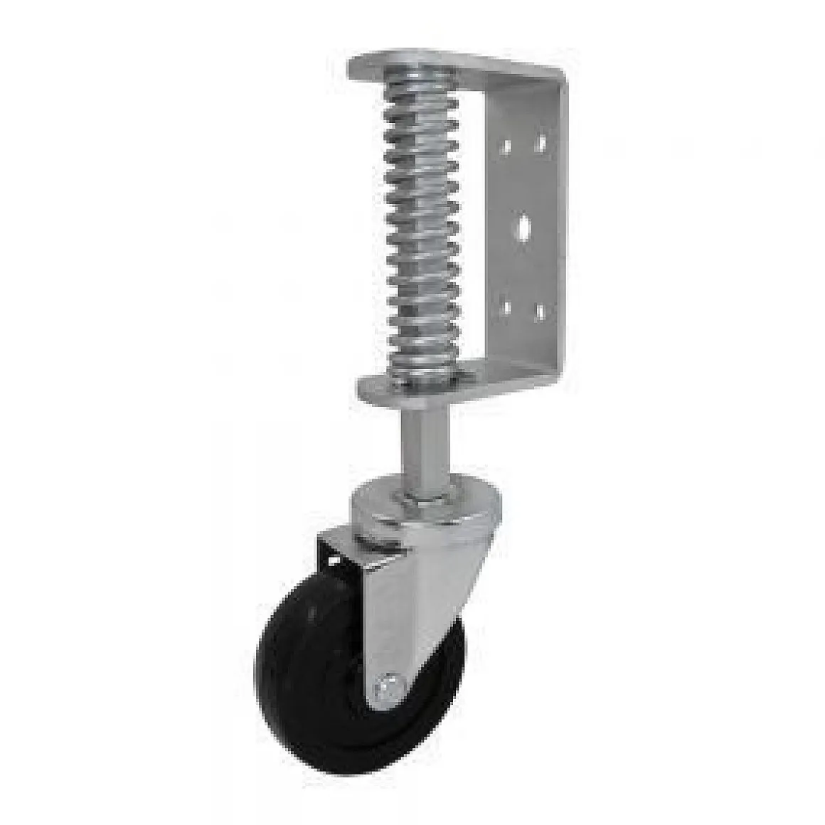 4" Black Rubber Spring-Loaded Gate Caster - FASTER CASTER - Online-Only