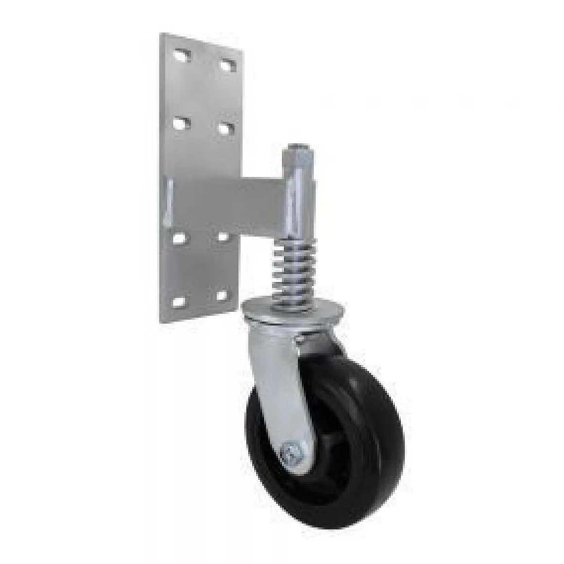 6" Black Rubber Spring-Loaded Gate Caster - FASTER CASTER - Online-Only