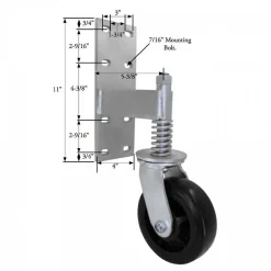 6" Black Rubber Spring-Loaded Gate Caster