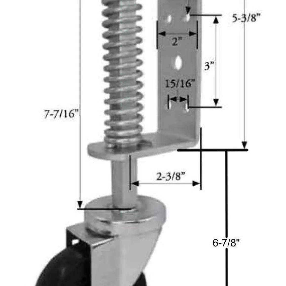 4" Black Rubber Spring-Loaded Gate Caster