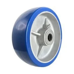 6" Blue Polyurethane on Aluminum Wheel