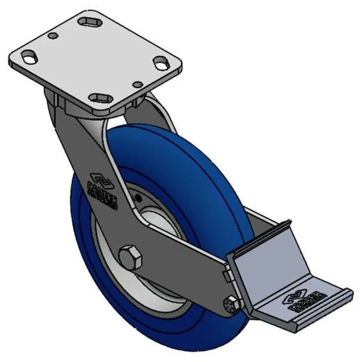 8" CC Apex ESD Kingpinless Swivel Caster with Extended Swivel Lead and Built in Brake