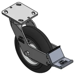 8" CC Apex Kingpinless Swivel Caster with Extended Swivel Lead and Built in Brake