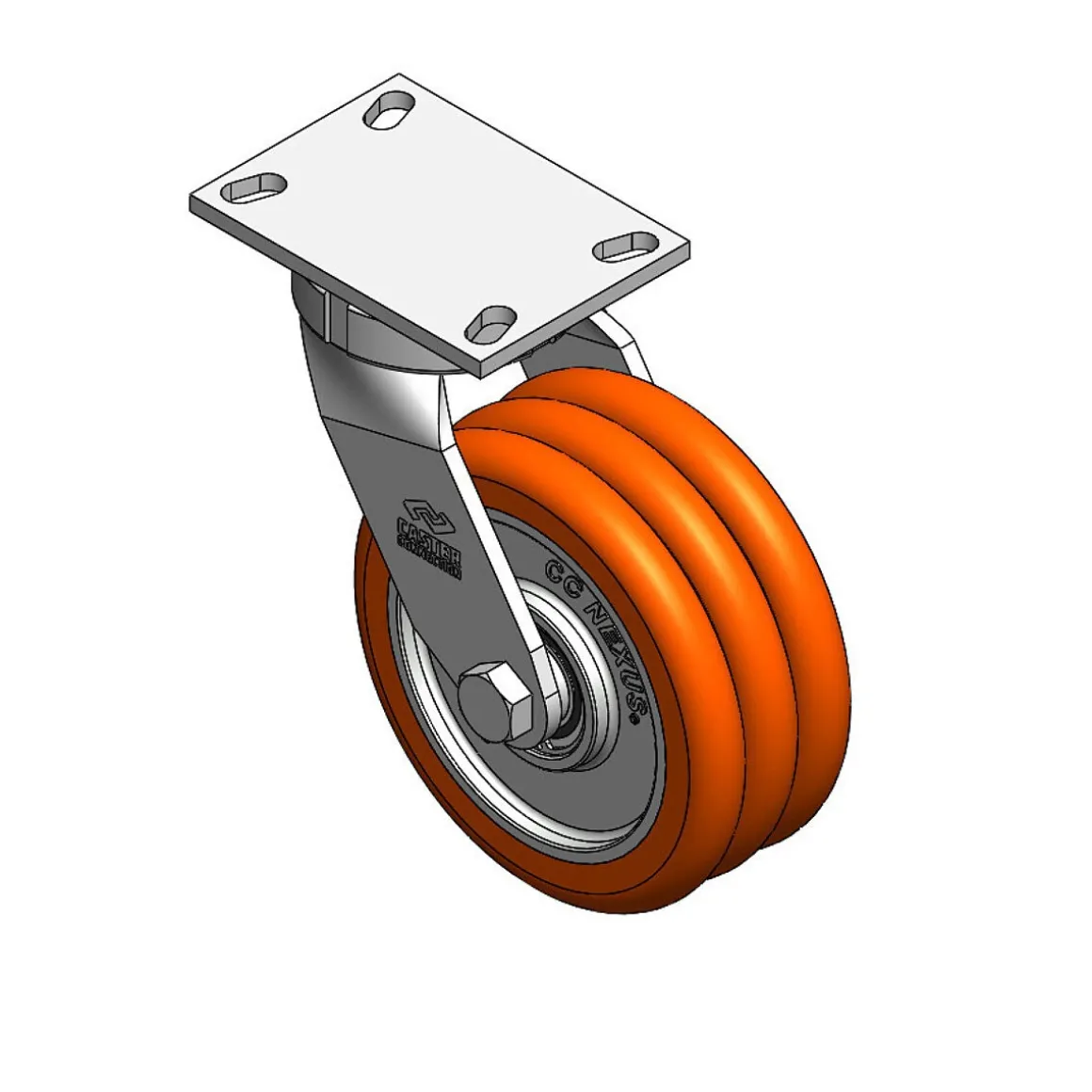 8" CC Nexus Heavy Duty Kingpinless Swivel Caster - 4-1/2" X 6-1/4" top plate