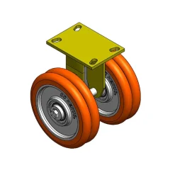 8" CC Nexus Heavy Duty Outrigger-Style Rigid Caster - 4-1/2" X 6-1/4" top plate