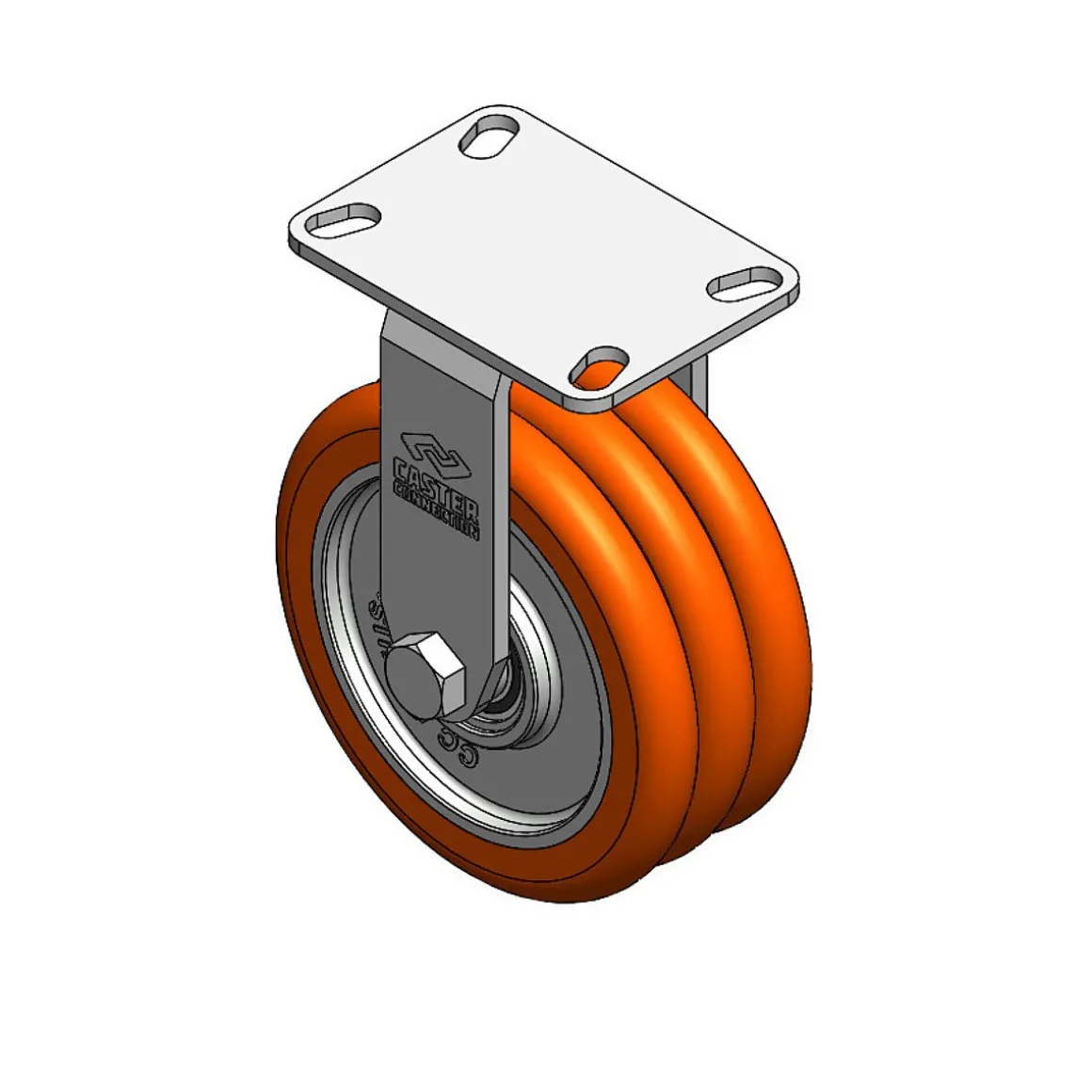 8" CC Nexus Heavy Duty Rigid Caster - 4-1/2" X 6-1/4" top plate