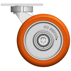 8" CC Nexus Kingpinless Outrigger-Style Swivel Caster with Extended Swivel Lead - 4-1/2" X 6-1/4" top plate