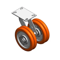 8" CC Nexus Kingpinless Outrigger-Style Swivel Caster with Extended Swivel Lead - 4-1/2" X 6-1/4" top plate
