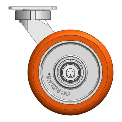 8" CC Nexus Kingpinless Outrigger-Style Swivel Caster with Extended Swivel Lead - 4" X 4-1/2" top plate