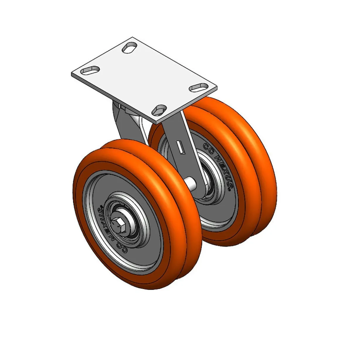 8" CC Nexus Kingpinless Outrigger-Style Swivel Caster - 4-1/2" X 6-1/4" top plate