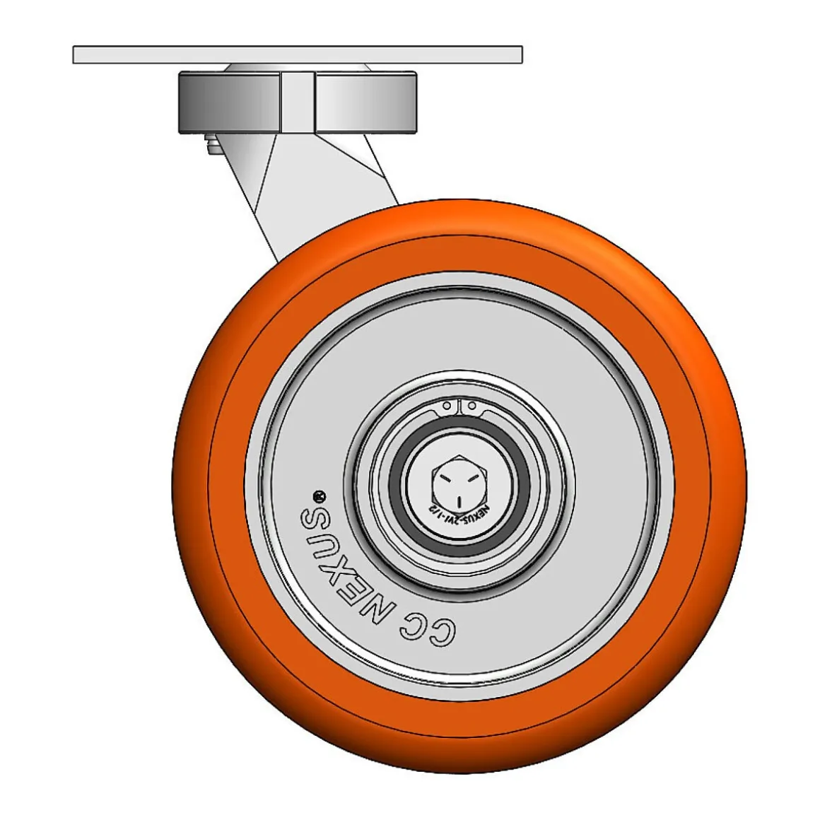 8" CC Nexus Kingpinless Outrigger-Style Swivel Caster - 4-1/2" X 6-1/4" top plate
