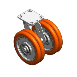 8" CC Nexus Kingpinless Outrigger-Style Swivel Caster - 4 X 4-1/2" top plate