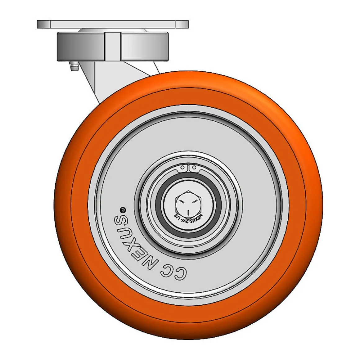 8" CC Nexus Kingpinless Outrigger-Style Swivel Caster - 4 X 4-1/2" top plate