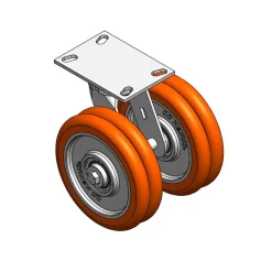 8" CC Nexus Kingpinless Outrigger-Style Swivel Caster - 4-1/2" X 6-1/4" top plate