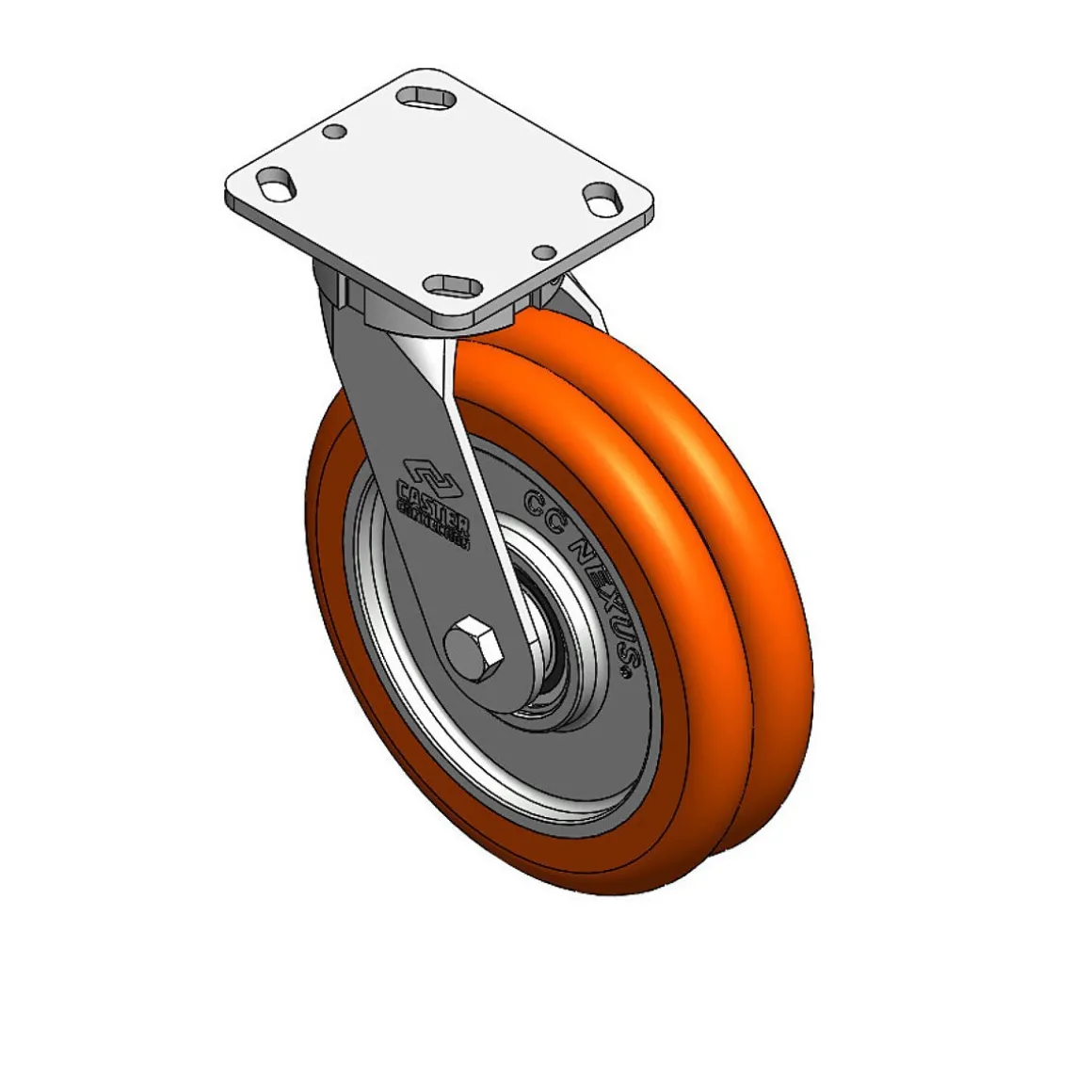 8" CC Nexus Kingpinless Swivel Caster - 4" X 4-1/2" top plate