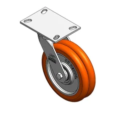 8" CC Nexus Kingpinless Swivel Caster with Extended Swivel Lead - 4-1/2" X 6-1/4" top plate