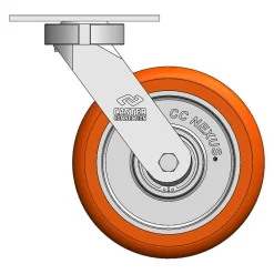 8" CC Nexus Kingpinless Swivel Caster with Extended Swivel Lead - 4-1/2" X 6-1/4" top plate
