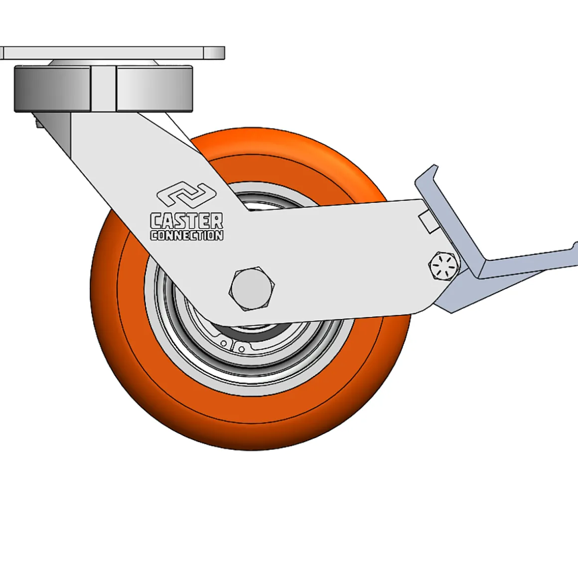 6" CC Nexus Kingpinless Swivel Caster with Extended Swivel Lead with Built-In Brake
