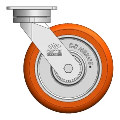 8" CC Nexus Maintenance-Free Swivel Caster with Extended Swivel Lead - 4" X 4-1/2" top plate