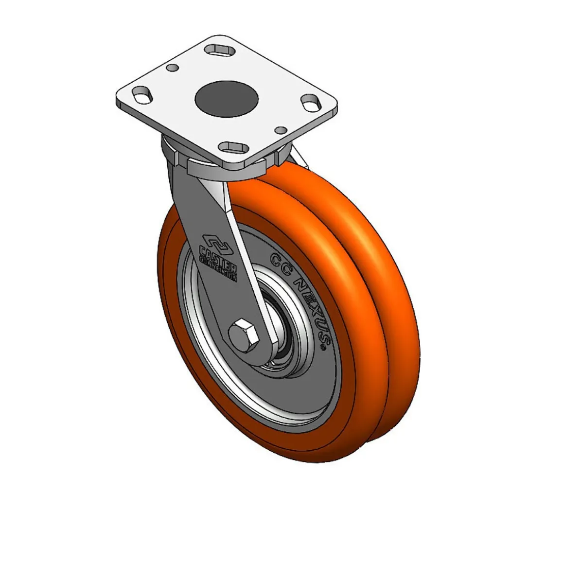 8" CC Nexus Maintenance-Free Swivel Caster - 4" X 4-1/2" top plate