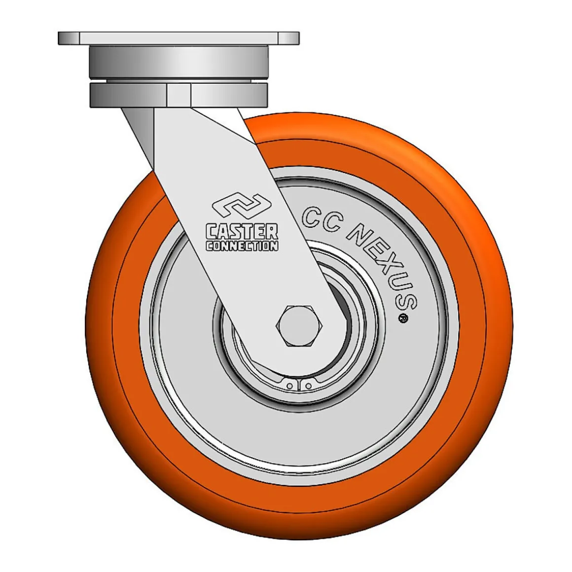 8" CC Nexus Maintenance-Free Swivel Caster - 4" X 4-1/2" top plate