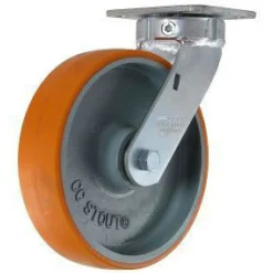 8" CC Stout HD HD Kingpinless Swivel Caster w/ Extended Swivel Lead