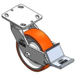 6" CC Stout Kingpinless Swivel Caster w/ Extended Swivel Lead and Built in Brake