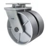 10" Dual-Wheel Cast Iron Kingpinless Swivel Caster