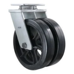 12" Dual-Wheel Mold-On Rubber Kingpinless Swivel Caster
