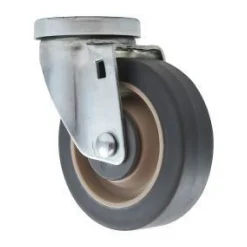 4" Gray Rubber Hollow Kingpin Swivel Caster