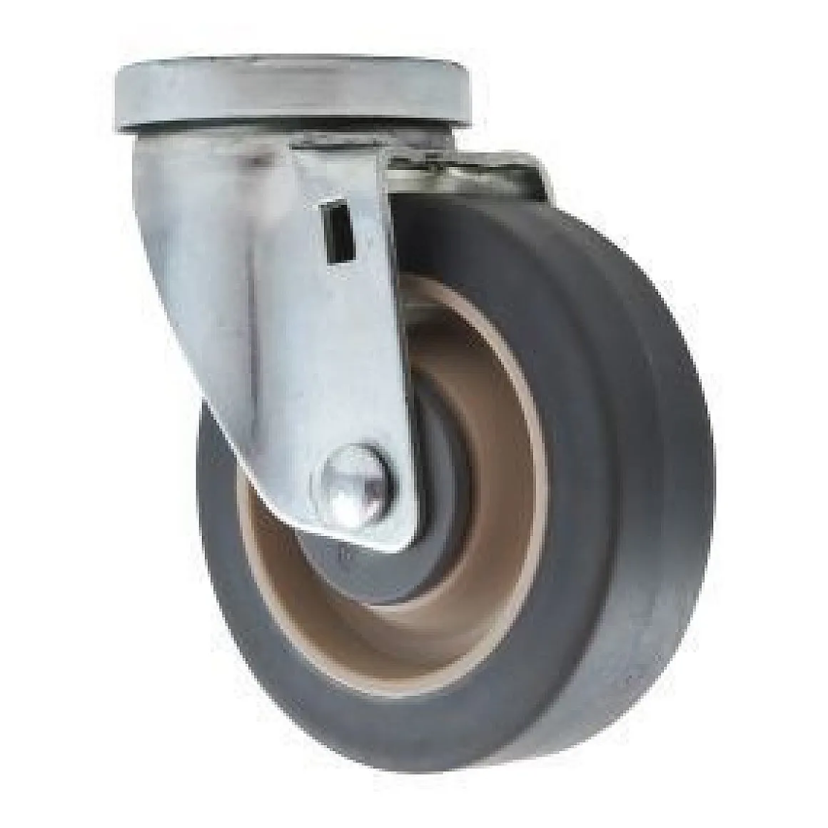 4" Gray Rubber Hollow Kingpin Swivel Caster
