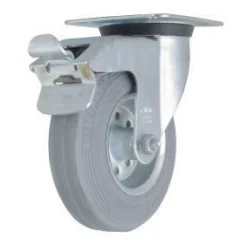 125 mm Rubber on Steel Swivel Caster w/ Stop-Fix Brake
