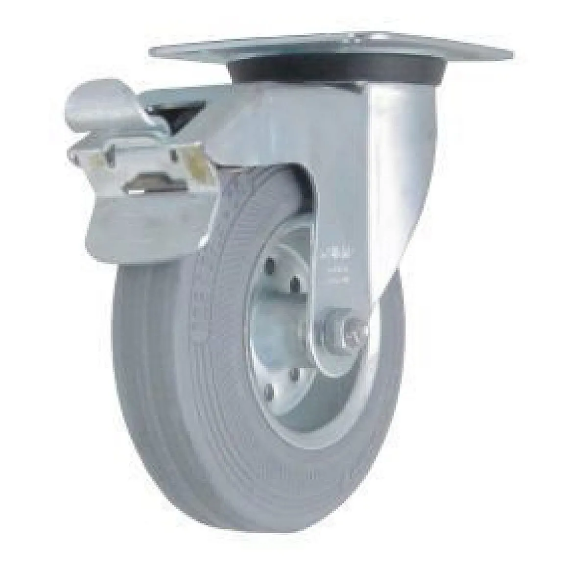 125 mm Rubber on Steel Swivel Caster w/ Stop-Fix Brake