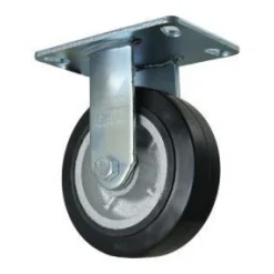 6" Rubber on Iron Rigid Caster
