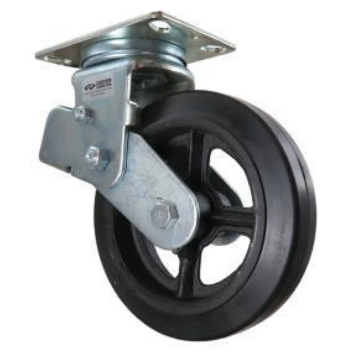 8" Rubber on Iron Spring-Loaded Swivel Caster