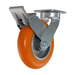 8" Special Polyurethane on Aluminum Kingpinless Swivel Caster with Face Contact Brake