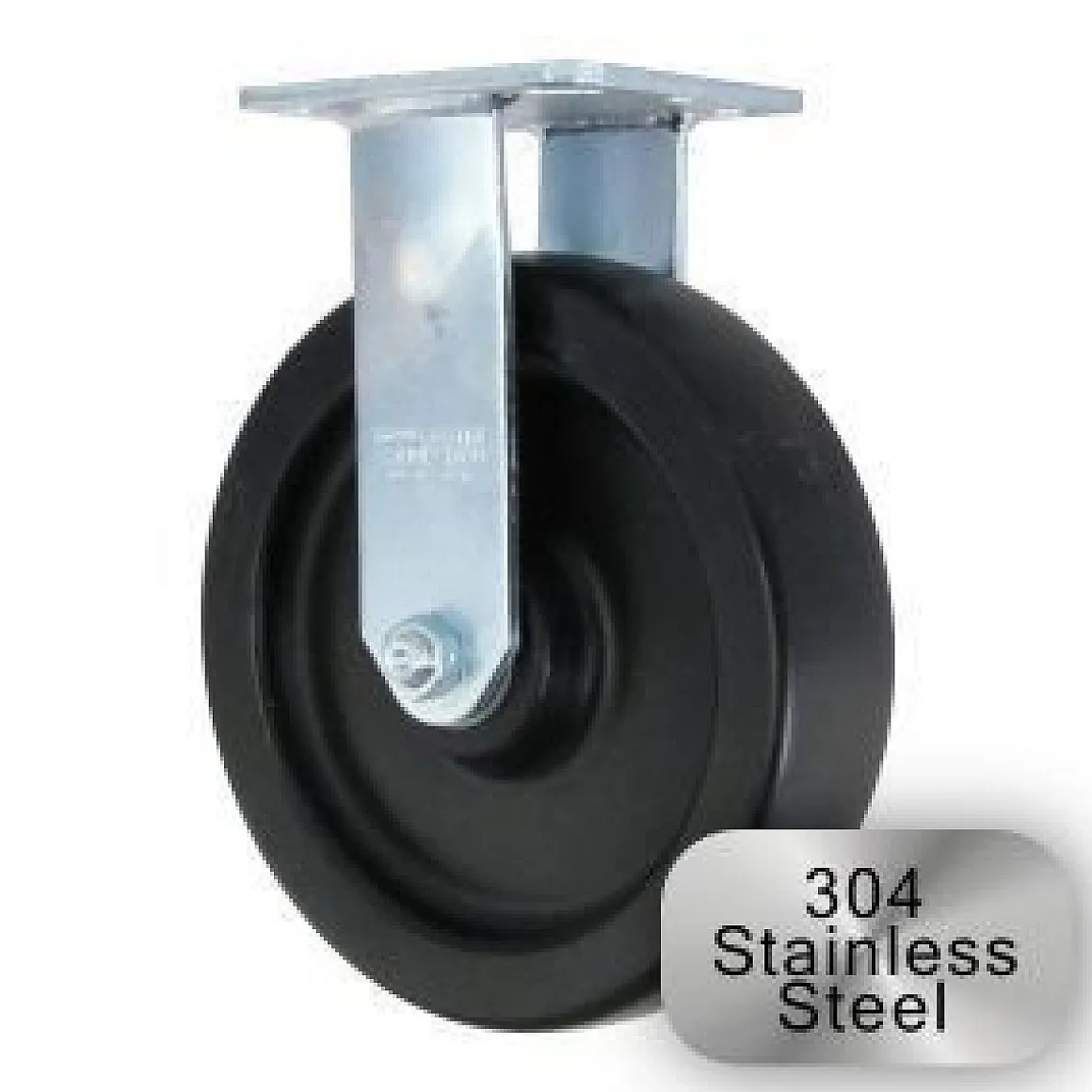 8" Stainless Steel Polyolefin Rigid Caster