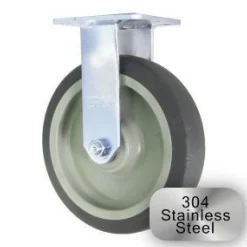8" Stainless Steel Thermoplastic Rubber Rigid Caster