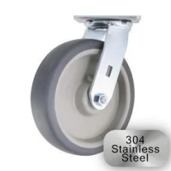 8" Stainless Steel Thermoplastic Rubber Swivel Caster