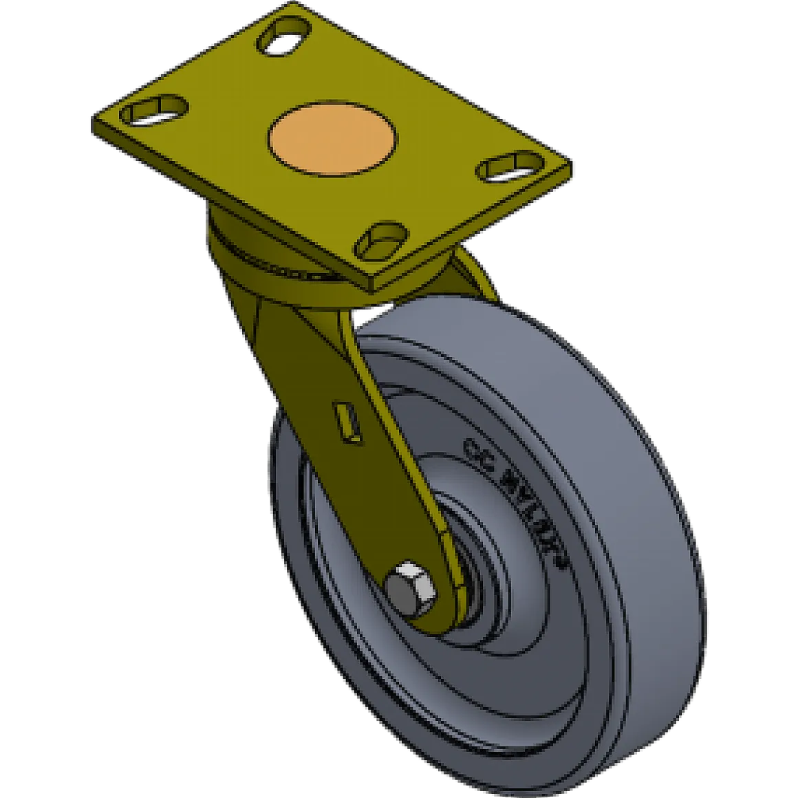 8" X 2" CC NYLEX MAINTENANCE-FREE SWIVEL CASTER w/ EXTENDED SWIVEL LEAD